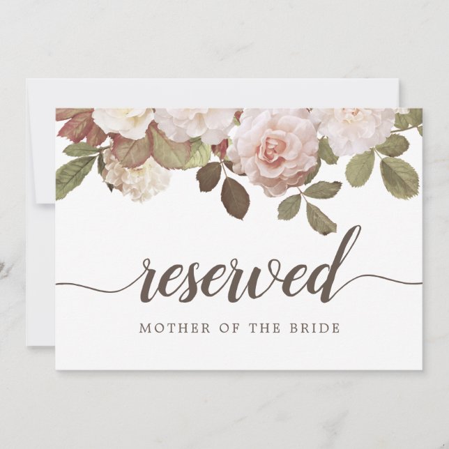 Invitation SIGNE Mariage vintage Rose "Réservé" (Devant)