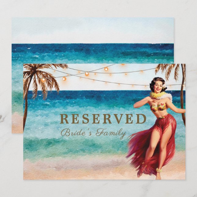 Invitation signe réservé de la scène de plage tropicale modif (Devant / Derrière)