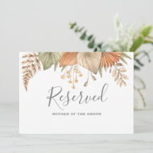 Signe réservé pour le Mariage floral Boho à feuill