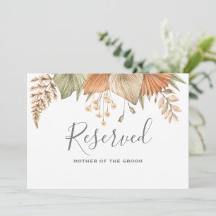 Invitation Signe réservé pour le Mariage floral Boho à feuill
