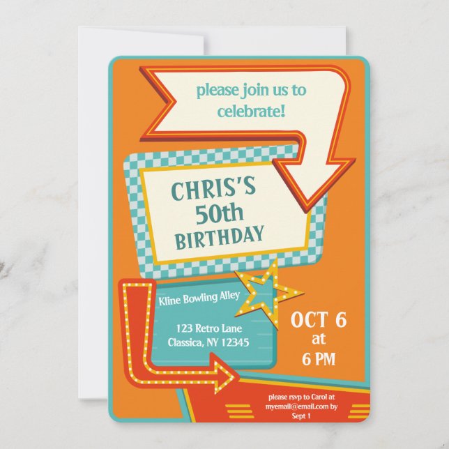 Invitation Signe rétro classique 50 Anniversaire (Devant)