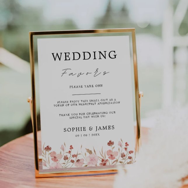 Invitation Signer Les Faveurs roses, S'Il Vous Plaît Prendre  (Rose Favors Sign, Please Take One Wedding Invitation)