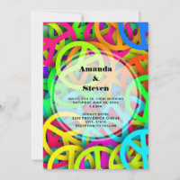 Signes de Paix Groovy Motif Arc-en-Ciel Mariage
