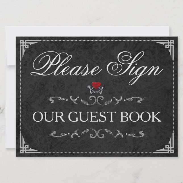 Invitation Signez Notre GuestBook Signe Halloween Skeletons (Devant)
