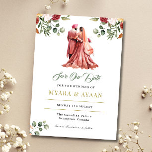 Invitation Sikh Enregistrer la date modèle Punjabi Enregistre