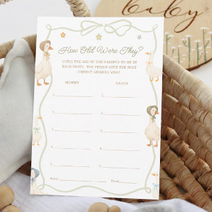 Invitation Silencieux Baby shower D'Oie Combien D'Âge Ont-Ils