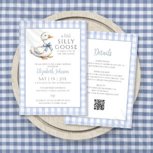 Invitation Silencieux Baby shower Garçon Bleu Oie Tout en un