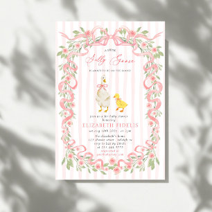 Invitation Silencieux Bow rose Bow Floral QR Code Baby shower