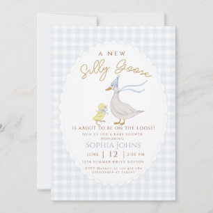 Invitation Silencieux Goose Blue En vichy Bow Duck Boy Baby s