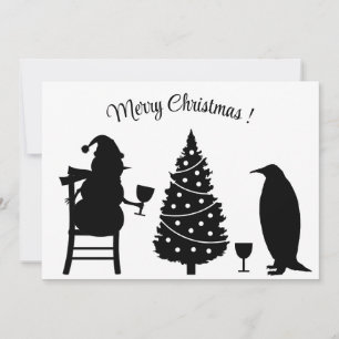 Invitation silhouette bonhomme de neige pingouin noël élégant
