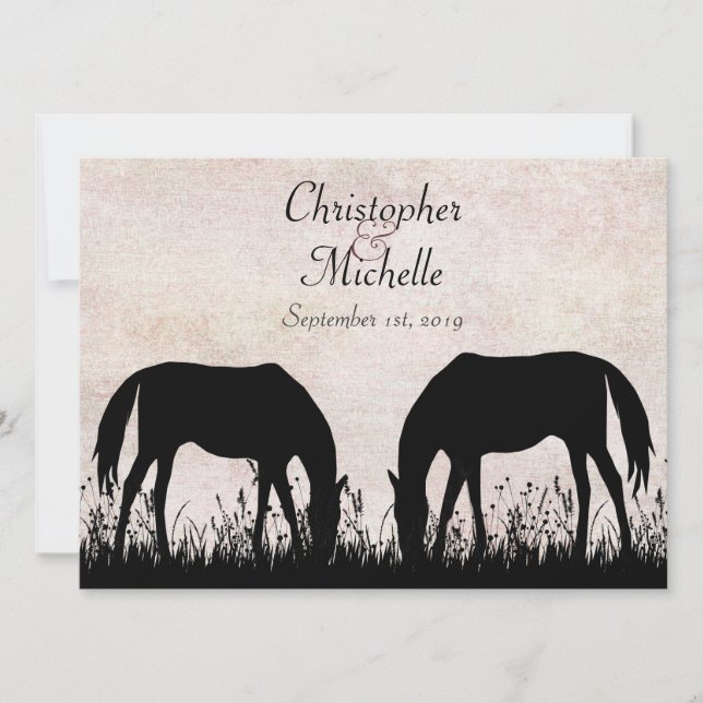 Invitation Silhouette Chevaux Chevaux de pâturage Mariage (Devant)