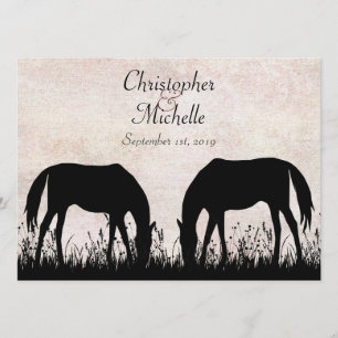 Invitation Silhouette Chevaux Chevaux de pâturage Mariage