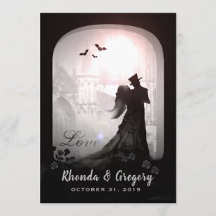 Invitation Silhouette D'Amour Élégant D'Halloween Avec