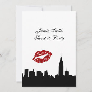 Invitation Silhouette de l'horizon de NYC, Baiser ESB #1 BW S