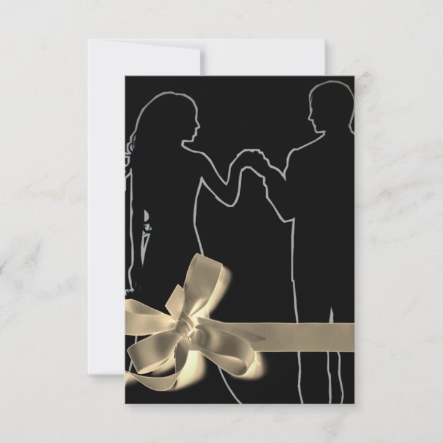 Invitation Silhouette de mariée et mariée noir Modèle haute d (Devant)