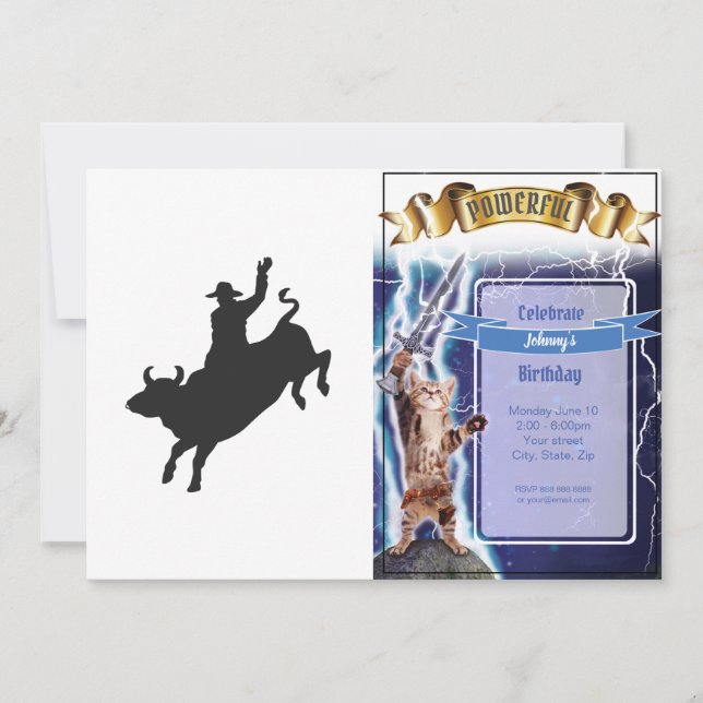 Invitation Silhouette de Rodeo Bull Ride (Devant)