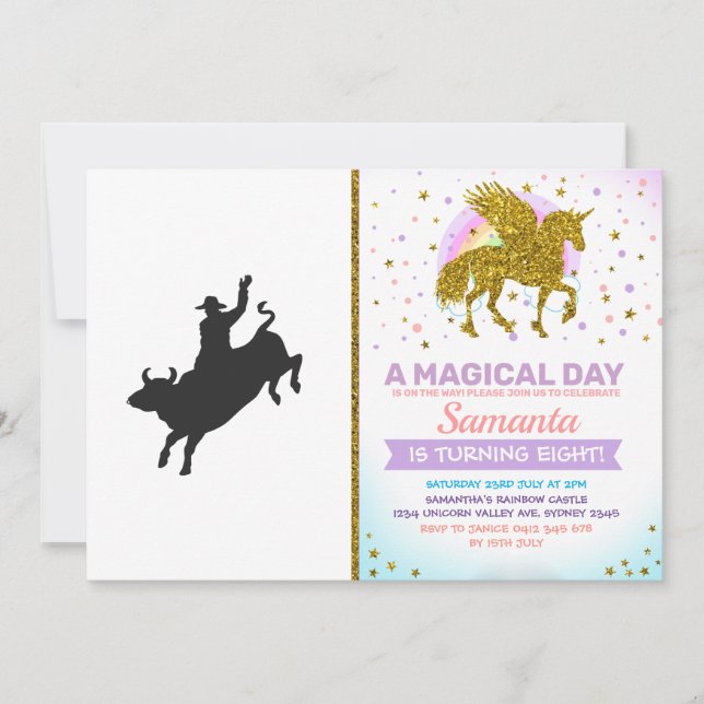 Invitation Silhouette de Rodeo Bull Ride (Devant)