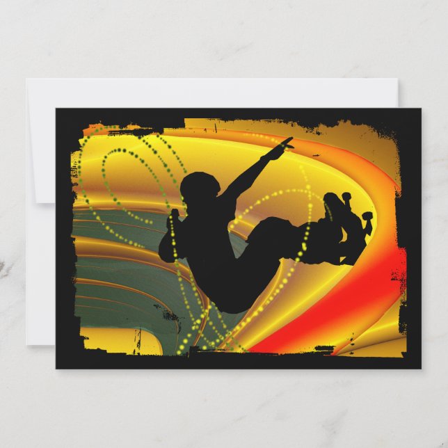 Invitation Silhouette de skateboard dans le bol (Devant)
