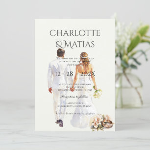 Invitation silhouette des mariés Mariage floral Boho
