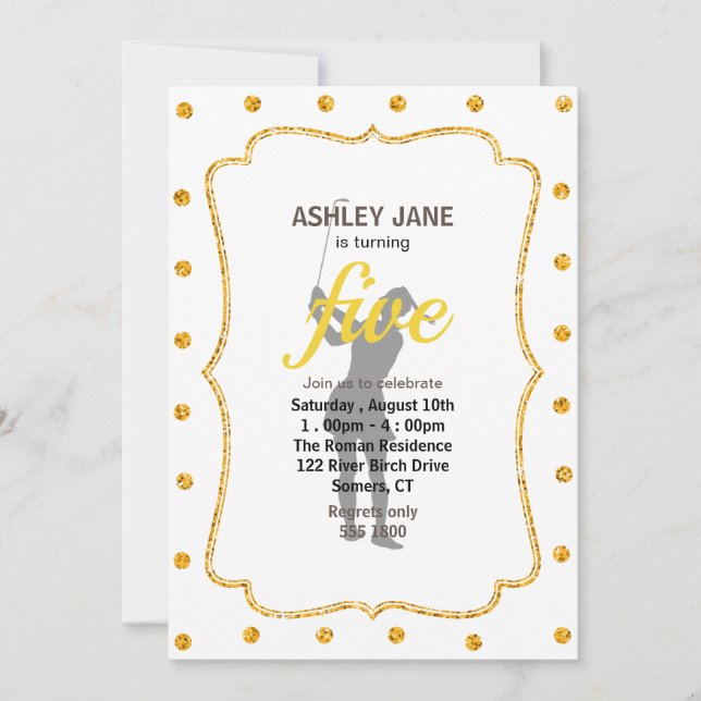 Invitation Silhouette d'une femme jouant au golf (Devant)