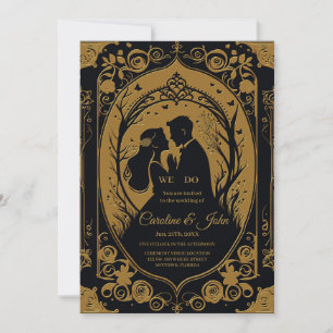 Invitation Silhouette élégante d'une mariée et d'un marié