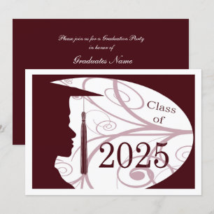 Invitation Silhouette homme blanc/marron 2025 Graduation Part