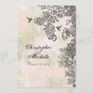Invitation Silhouette Hummingbirds and Flowers Mariage