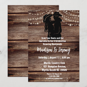 Invitation Silhouette occidentale rustique lumières à cordes 