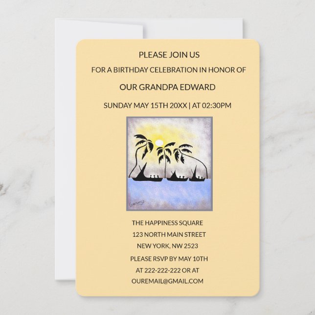 Invitation Silhouette Pleine lune voile Anniversaire Invitati (Devant)