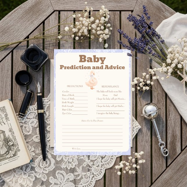 Invitation Silly Goose Blue Baby Predictions & Advice Card (Silly Goose Blue Baby Predictions & Advice Card)