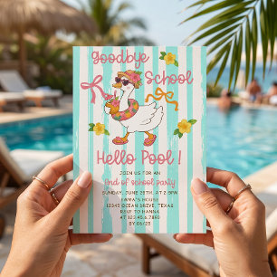 Invitation Silly Goose Hello Rayures Piscine