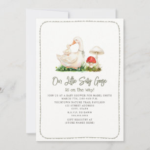 Invitation Silly Goose Mushroom Mama Vert Sauge Baby Shower
