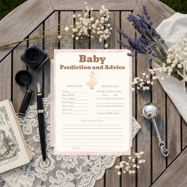 Invitation Silly Goose Pink Baby Predictions & Advice Card (Silly Goose Pink Baby Predictions & Advice Card)