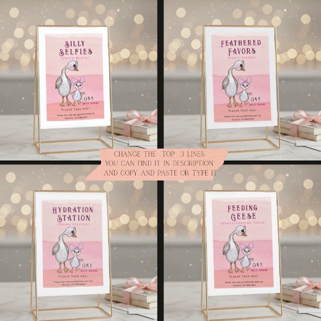 Invitation Silly Goose Universal Party Sign Template | Edit (Universal Sign Template -with 4 Suggestions- change top 3 lines)