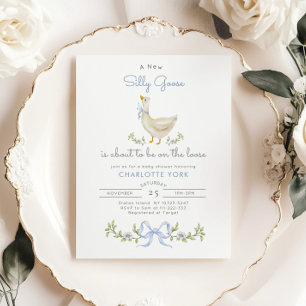 Invitation Silly Goose whimsical Bow Baby garçon douche