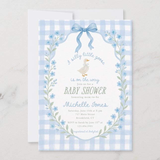 Invitation Silly Little Goose Baby Shower  (Devant)