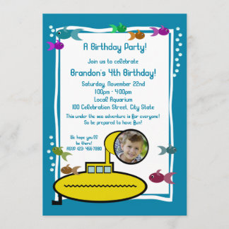 Invitation Silly Sub Aquarium Anniversaire