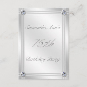 Invitation Silver and Diamonds Look 75th Birthday Party