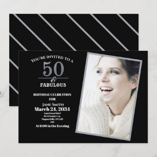 Invitation Silver and Grey 50e et Fabulous Birthday Party