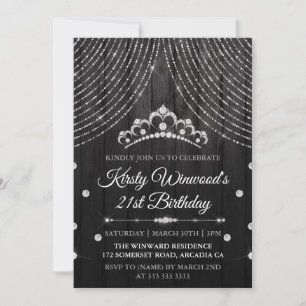 Invitation Silver Black Diamond Tiara Anniversaire