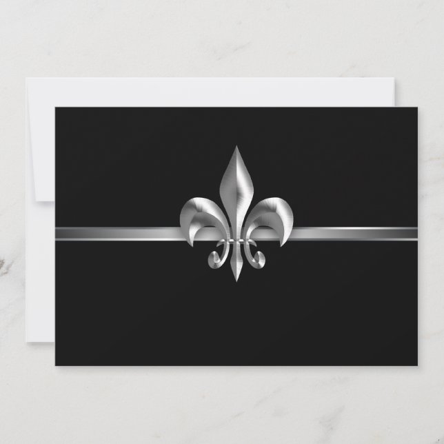 Invitation Silver Black Fleur de Lis Événement I (Devant)
