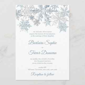 Invitation Silver Blue Snowflakes Noël Mariage d'hiver