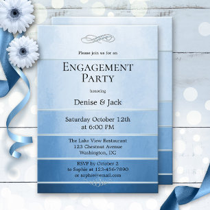 Invitation Silver Blue Ton sur Ton Fiançailles rayé