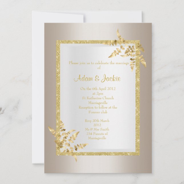 Invitation Silver bronze feuille d'or ELEGANT CLASSY MARIAGE (Devant)