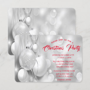 Invitation Silver Christmas Balls Company Christmas Party