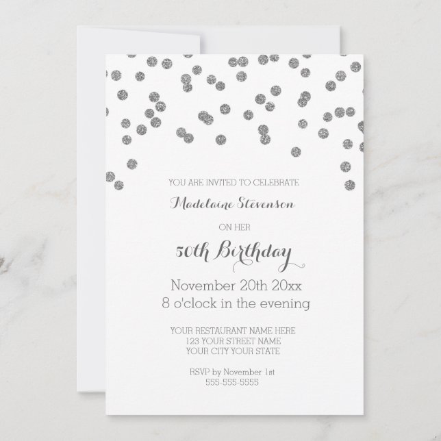 Invitation Silver Confetti 50e anniversaire (Dos)