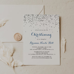 Invitation Silver Confetti Minimaliste Christing