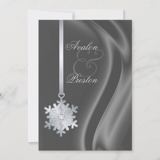 Invitation Silver Diamond Snowflake Silver Silver (Devant)