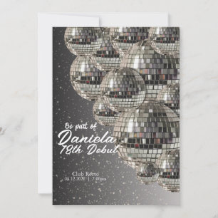 Invitation Silver Disco Ball 18e Anniversaire Début Invitatio