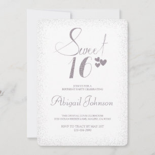 Invitation Silver Elegant Girls Sweet 16 Anniversaire